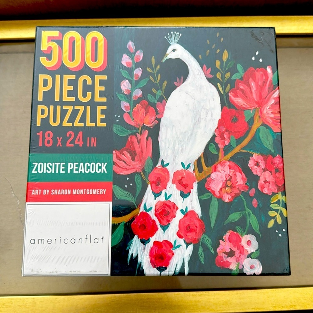 American Flat Puzzle Zoisite Peacock art by Sharon Montgomery Anthro Sealed D5